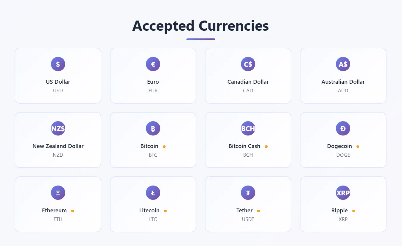 Golden Crown payment methods